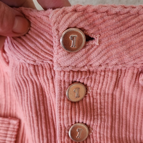 Pilcro Anthropologie Corduroy Fall Skirt front slit peach button-up size 8 - Picture 7 of 10